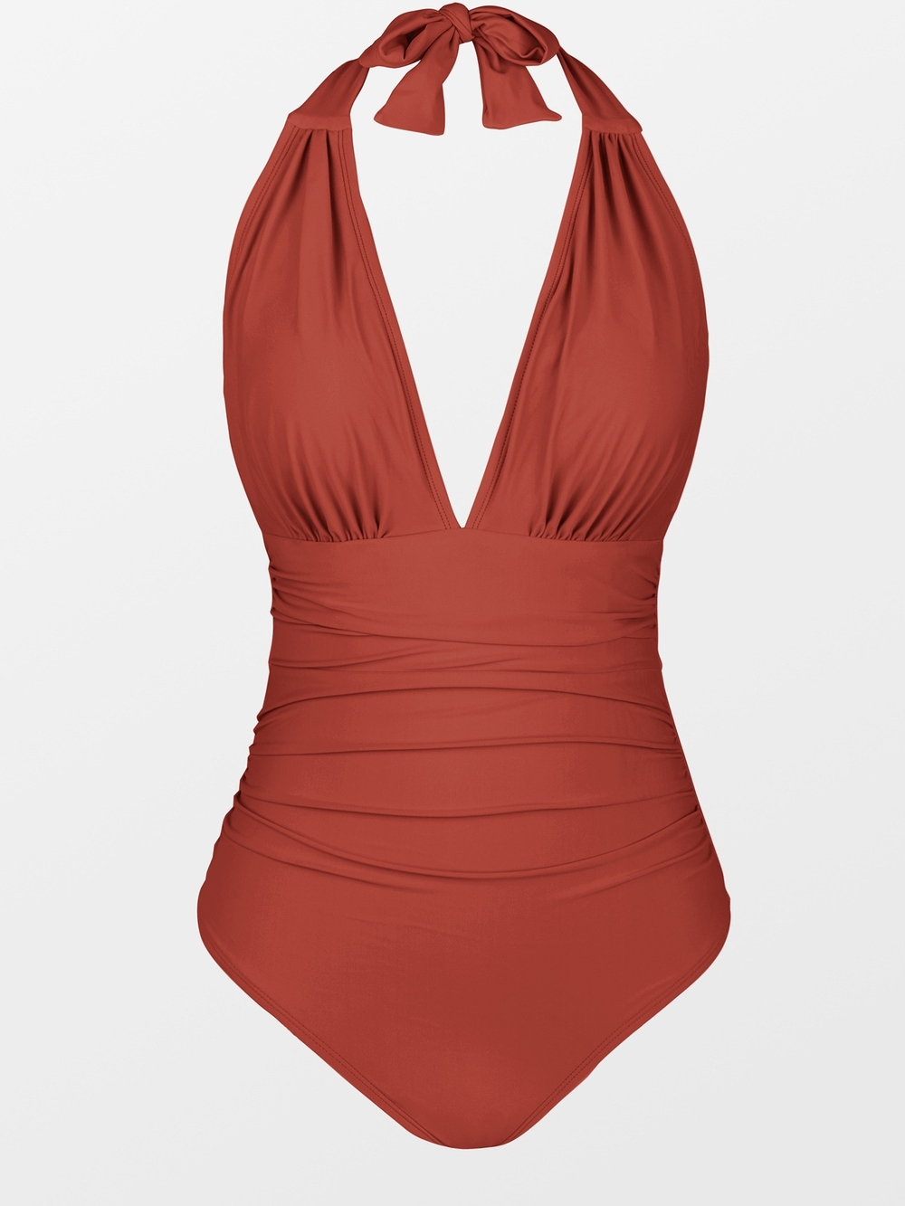 Cupshe Shirred Halter Tummy Control One Piece Swimsuit - Picture 3 of 4